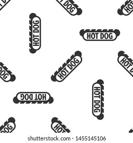 Grey Hotdog sandwich icon isolated seamless pattern on white background. Sausage icon. Fast food sign. Vector Illustration