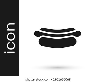 Grey Hotdog sandwich icon isolated on white background. Sausage icon. Fast food sign.  Vector Illustration