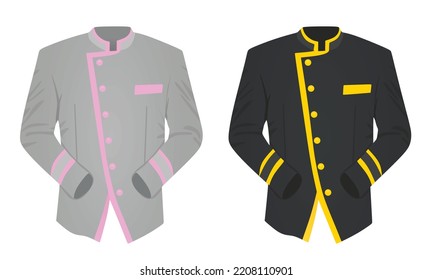 Grey hotel receptionist uniform. vector