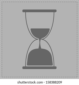 Grey hourglass with sand inside. Vector illustration. Card. Vector illustration.