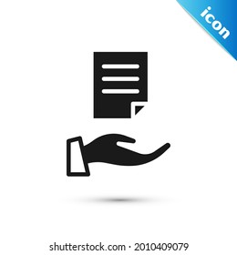 Grey House contract icon isolated on white background. Contract creation service, document formation, application form composition.  Vector