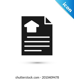 Grey House contract icon isolated on white background. Contract creation service, document formation, application form composition.  Vector