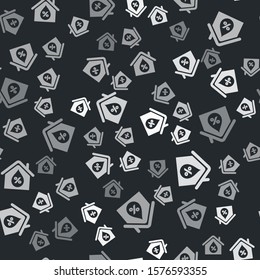 Grey House humidity icon isolated seamless pattern on black background. Weather and meteorology, thermometer symbol.  Vector Illustration