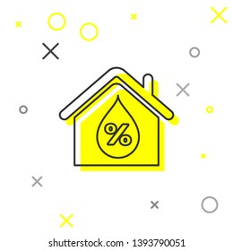 Grey House humidity line icon isolated on white background. Weather and meteorology, thermometer symbol. Vector Illustration