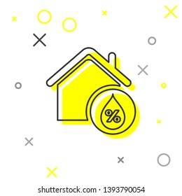 Grey House humidity line icon isolated on white background. Weather and meteorology, thermometer symbol. Vector Illustration