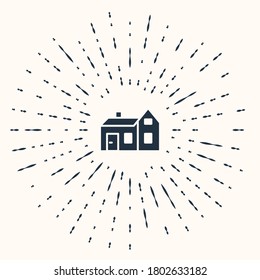 Grey House icon isolated on beige background. Home symbol. Abstract circle random dots. Vector.