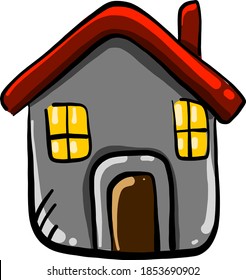 Grey house, illustration, vector on white background