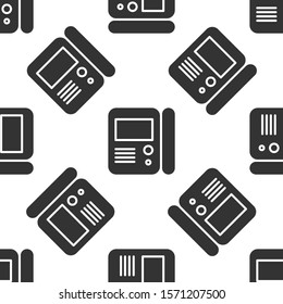 Grey House intercom system icon isolated seamless pattern on white background.  Vector Illustration
