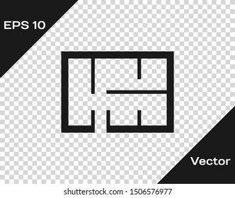 Grey House plan icon isolated on transparent background.  Vector Illustration