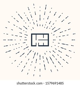 Grey House plan icon isolated on beige background. Abstract circle random dots. Vector Illustration