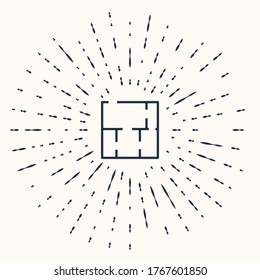 Grey House plan icon isolated on beige background. Abstract circle random dots. Vector