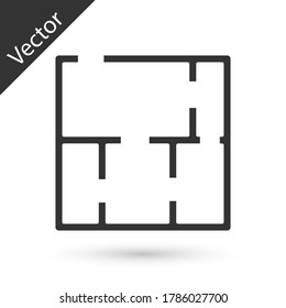 Grey House plan icon isolated on white background. Vector