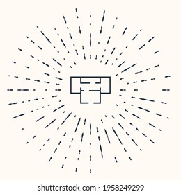 Graues Haus-Plansymbol einzeln auf beigem Hintergrund. Abstrakte Kreis Zufallspunkte. Vektorgrafik
