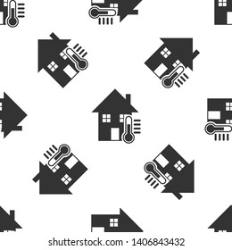 Grey House temperature icon isolated seamless pattern on white background. Thermometer icon. Vector Illustration