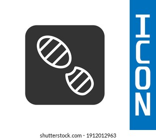 Grey Human footprints shoes icon isolated on white background. Shoes sole.  Vector