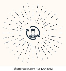 Grey Human resources icon isolated on beige background. Concept of human resources management, professional staff research, head hunter job. Abstract circle random dots. Vector Illustration