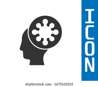 Grey Human and virus icon isolated on white background. Corona virus 2019-nCoV. Bacteria and germs, cell cancer, microbe, fungi.  Vector Illustration