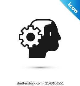 Grey Humanoid robot icon isolated on white background. Artificial intelligence, machine learning, cloud computing.  Vector