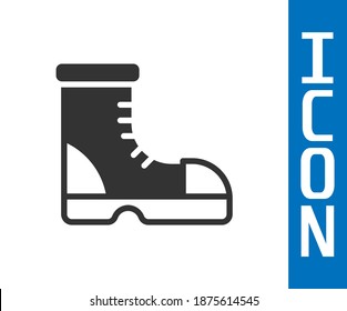 Grey Hunter boots icon isolated on white background.  Vector