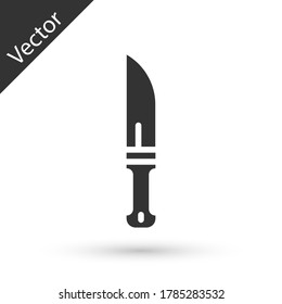 Icono del cuchillo de Cazador gris aislado en fondo blanco. Cuchillo del ejército. Vector