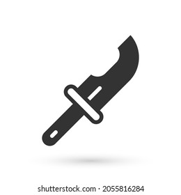 Grey Hunter knife icon isolated on white background. Army knife.  Vector