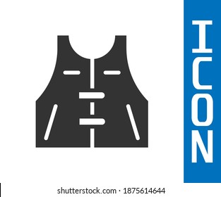 Graue Jagdjacke Symbol einzeln auf weißem Hintergrund. Jagdweste.  Vektorgrafik