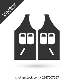 Icono de la chaqueta de caza gris aislado en fondo blanco. El chaleco cazador.  Vector