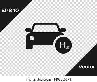 Grey Hydrogen car icon isolated on transparent background. H2 station sign. Hydrogen fuel cell car eco environment friendly zero emission. Vector Illustration