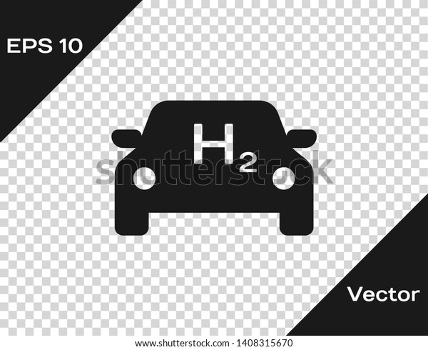 Grey Hydrogen car icon\
isolated on transparent background. H2 station sign. Hydrogen fuel\
cell car eco environment friendly zero emission. Vector\
Illustration