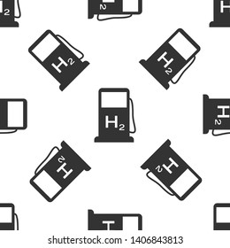 Grey Hydrogen filling station icon isolated seamless pattern on white background. H2 station sign. Vector Illustration