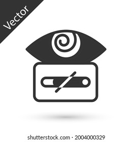 Graue Hypnose Symbol einzeln auf weißem Hintergrund. menschliches Auge mit spiralhypnotischer Iris.  Vektorgrafik