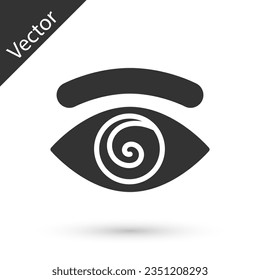 Icono de Hipnosis gris aislado en fondo blanco. Ojo humano con iris hipnótico espiral.  Vector