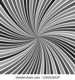 Grey hypnotic abstract vortex background - vector graphic design from curved rays