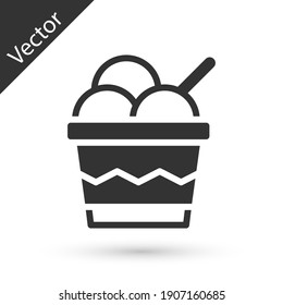 Grey Ice cream in the bowl icon isolated on white background. Sweet symbol. Vector.
