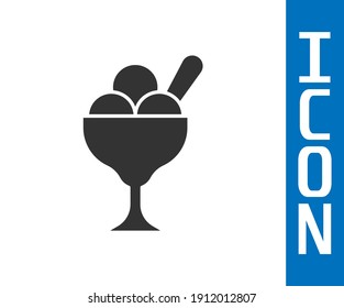 Grey Ice cream in the bowl icon isolated on white background. Sweet symbol.  Vector