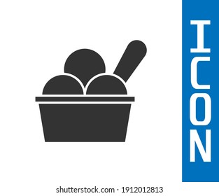 Grey Ice cream in the bowl icon isolated on white background. Sweet symbol.  Vector