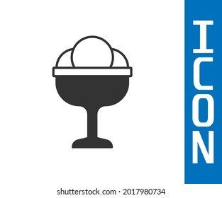 Grey Ice cream in the bowl icon isolated on white background. Sweet symbol.  Vector