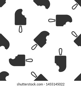 Grey Ice cream icon isolated seamless pattern on white background. Sweet symbol. Vector Illustration