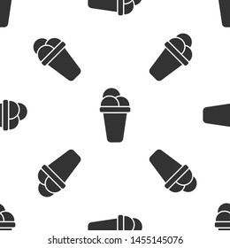 Grey Ice cream icon isolated seamless pattern on white background. Sweet symbol. Vector Illustration