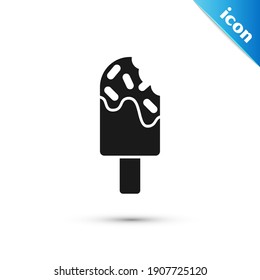 Grey Ice cream icon isolated on white background. Sweet symbol.  Vector