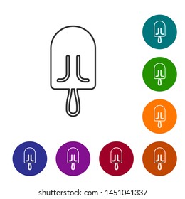 Grey Ice cream line icon isolated on white background. Sweet symbol. Set icon in color circle buttons. Vector Illustration