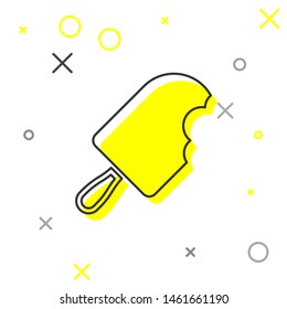 Grey Ice cream line icon isolated on white background. Sweet symbol. Vector Illustration