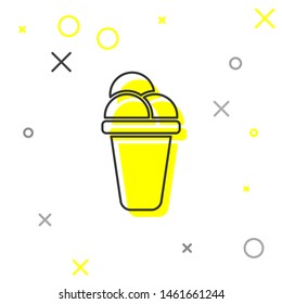 Grey Ice cream line icon isolated on white background. Sweet symbol. Vector Illustration