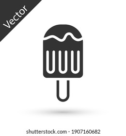 Grey Ice cream on stick icon isolated on white background. Sweet symbol. Vector.