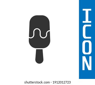 Grey Ice cream on stick icon isolated on white background. Sweet symbol.  Vector