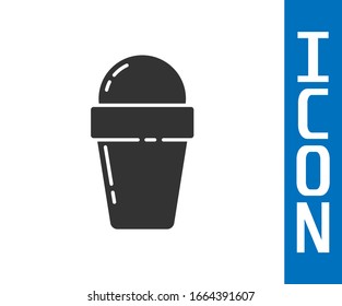 Grey Ice cream in waffle cone icon isolated on white background. Sweet symbol.  Vector Illustration