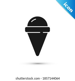 Grey Ice cream in waffle cone icon isolated on white background. Sweet symbol.  Vector