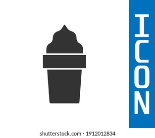 Grey Ice cream in waffle cone icon isolated on white background. Sweet symbol.  Vector