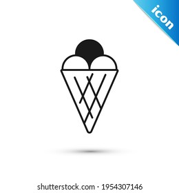 Grey Ice cream in waffle cone icon isolated on white background. Sweet symbol.  Vector