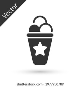 Grey Ice cream in waffle cone icon isolated on white background. Sweet symbol.  Vector